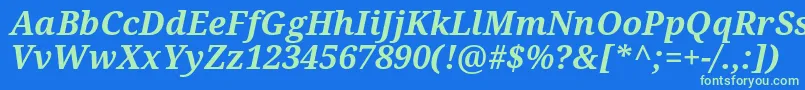 Droidserif Bolditalic Font – Green Fonts on Blue Background