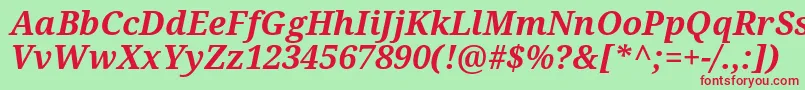 Droidserif Bolditalic Font – Red Fonts on Green Background