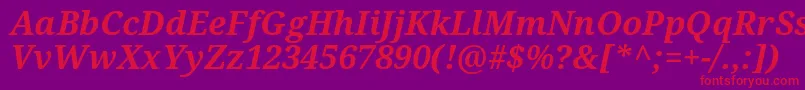 Droidserif Bolditalic Font – Red Fonts on Purple Background