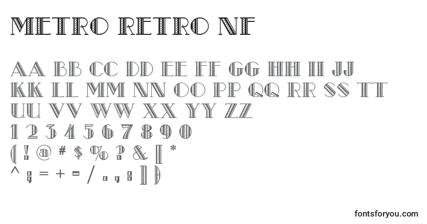 A fonte Metro Retro Nf – alfabeto, números, caracteres especiais