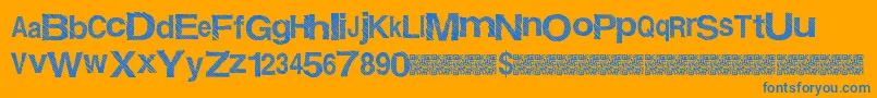 Weitere Informationen zur Giftwrap-Schriftart Giftwrap-Schriftart – Blaue Schriften auf orangefarbenem Hintergrund
