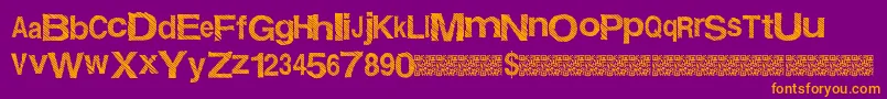 Giftwrap-Schriftart – Orangefarbene Schriften auf violettem Hintergrund