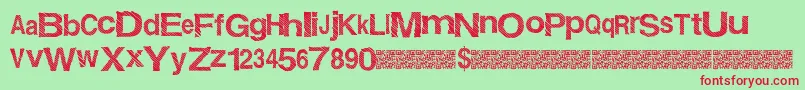 Czcionka Giftwrap – czerwone czcionki na zielonym tle