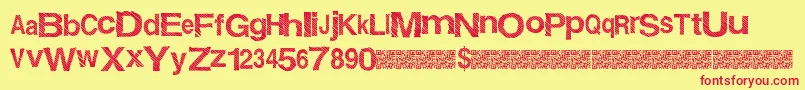 Giftwrap Font – Red Fonts on Yellow Background