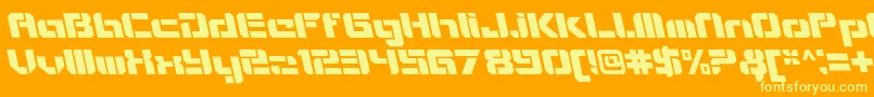 VideotechOpenitalicalt-Schriftart – Gelbe Schriften auf orangefarbenem Hintergrund