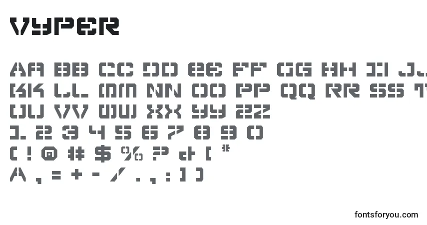 Czcionka Vyper – alfabet, cyfry, specjalne znaki