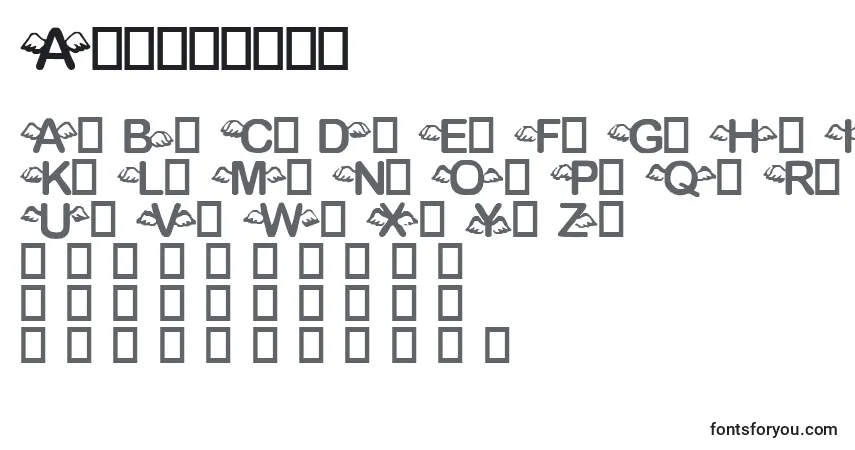 A fonte Angellust – alfabeto, números, caracteres especiais
