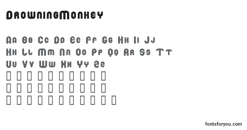 Шрифт DrowningMonkey – алфавит, цифры, специальные символы