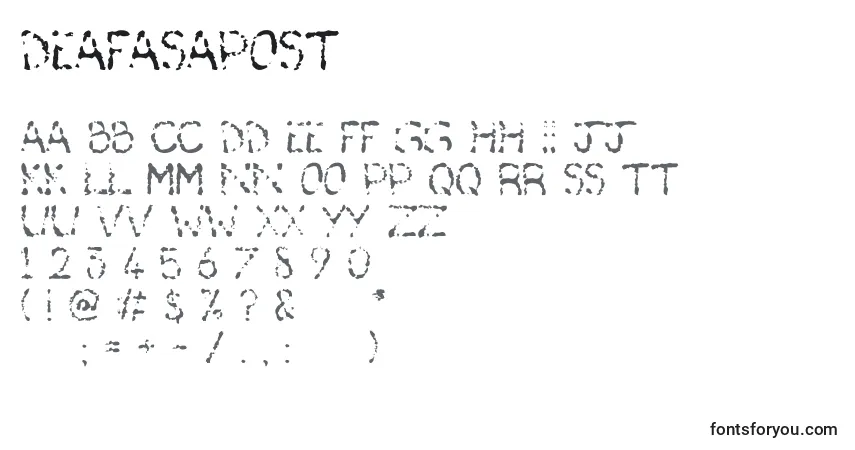 Schriftart DeafAsAPost – Alphabet, Zahlen, spezielle Symbole