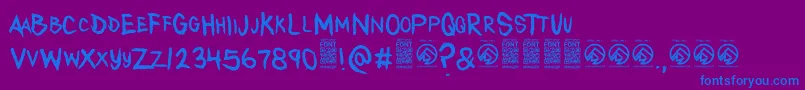 AnytakersRegular Font – Blue Fonts on Purple Background