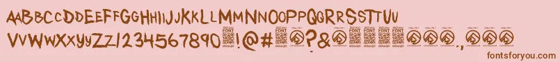 Fonte AnytakersRegular – fontes marrons em um fundo rosa
