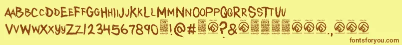 AnytakersRegular Font – Brown Fonts on Yellow Background