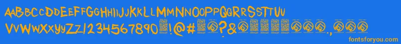 AnytakersRegular Font – Orange Fonts on Blue Background