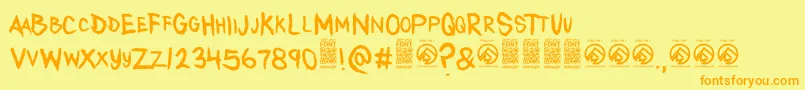 AnytakersRegular Font – Orange Fonts on Yellow Background