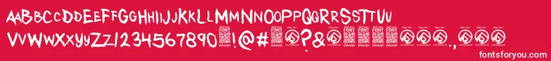 Шрифт AnytakersRegular – белые шрифты на красном фоне