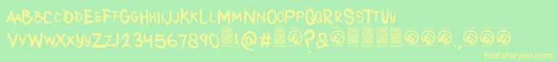 AnytakersRegular Font – Yellow Fonts on Green Background