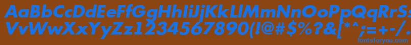 Futur12-Schriftart – Blaue Schriften auf braunem Hintergrund
