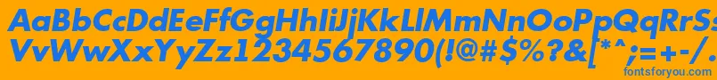 Futur12-Schriftart – Blaue Schriften auf orangefarbenem Hintergrund