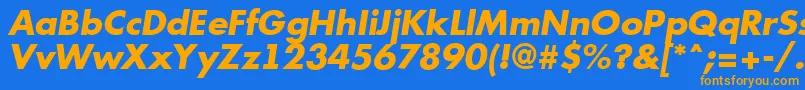 フォントFutur12 – オレンジ色の文字が青い背景にあります。