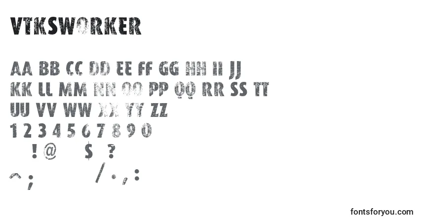 A fonte VtksWorker – alfabeto, números, caracteres especiais