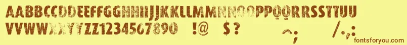 VtksWorker Font – Brown Fonts on Yellow Background
