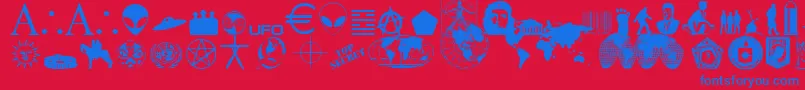 フォントIllum – 赤い背景に青い文字