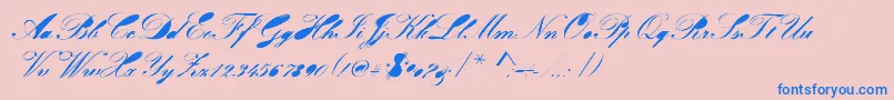 Velvet-Schriftart – Blaue Schriften auf rosa Hintergrund