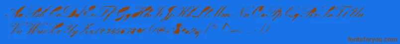 Velvet-Schriftart – Braune Schriften auf blauem Hintergrund