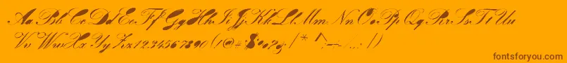 Velvet-Schriftart – Braune Schriften auf orangefarbenem Hintergrund