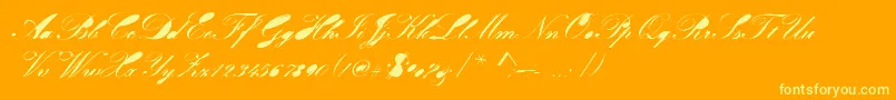 Velvet-Schriftart – Gelbe Schriften auf orangefarbenem Hintergrund