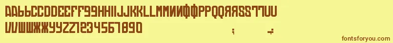 フォントDieAutomatons – 茶色の文字が黄色の背景にあります。