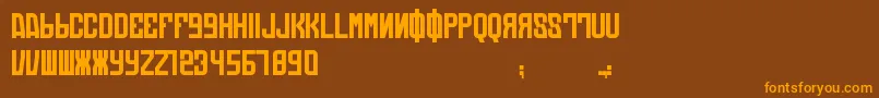 DieAutomatonsフォントについての詳細 フォントDieAutomatons – オレンジ色の文字が茶色の背景にあります。