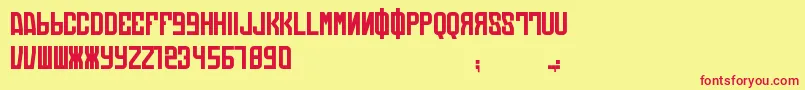 DieAutomatons-Schriftart – Rote Schriften auf gelbem Hintergrund