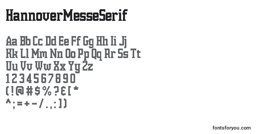 A fonte HannoverMesseSerif – alfabeto, números, caracteres especiais