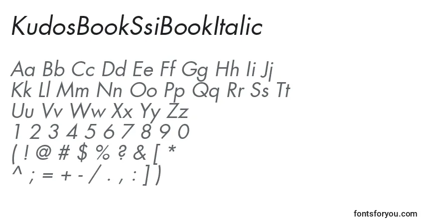 KudosBookSsiBookItalic font – alphabet, numbers, special characters