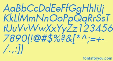 KudosBookSsiBookItalic font – Blue Fonts On Yellow Background
