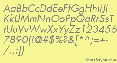 KudosBookSsiBookItalic font – Gray Fonts On Yellow Background