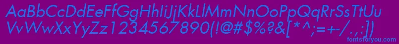 Czcionka KudosBookSsiBookItalic – niebieskie czcionki na fioletowym tle