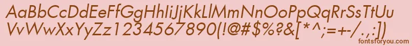 Fonte KudosBookSsiBookItalic – fontes marrons em um fundo rosa