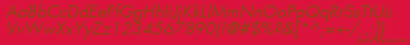 Fonte KudosBookSsiBookItalic – fontes marrons em um fundo vermelho