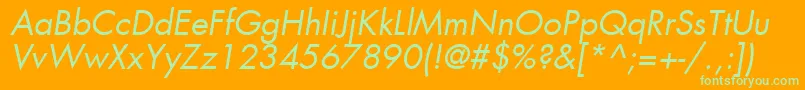 フォントKudosBookSsiBookItalic – オレンジの背景に緑のフォント