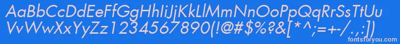 KudosBookSsiBookItalic-fontti – vaaleanpunaiset fontit sinisellä taustalla