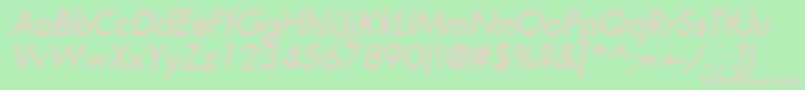 Шрифт KudosBookSsiBookItalic – розовые шрифты на зелёном фоне