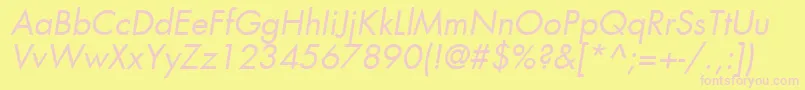 Шрифт KudosBookSsiBookItalic – розовые шрифты на жёлтом фоне