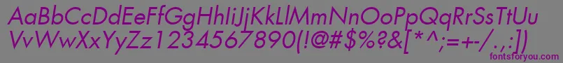 フォントKudosBookSsiBookItalic – 紫色のフォント、灰色の背景