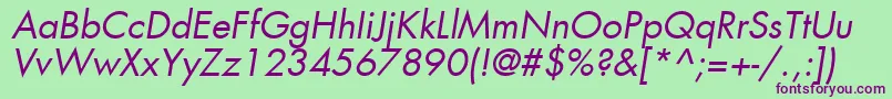 KudosBookSsiBookItalic Font – Purple Fonts on Green Background