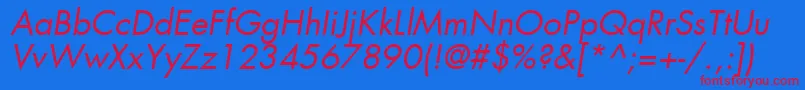 KudosBookSsiBookItalic-Schriftart – Rote Schriften auf blauem Hintergrund