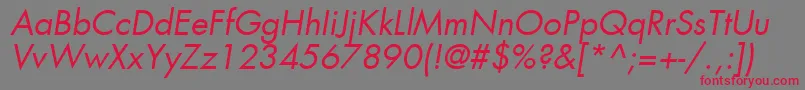 Шрифт KudosBookSsiBookItalic – красные шрифты на сером фоне