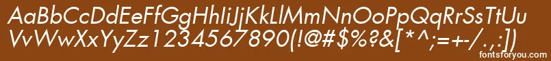 KudosBookSsiBookItalic-Schriftart – Weiße Schriften auf braunem Hintergrund