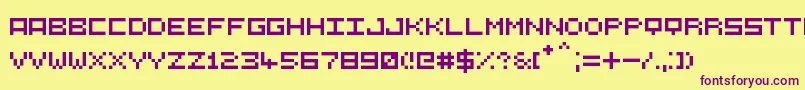 5СЋ5-Schriftart – Violette Schriften auf gelbem Hintergrund